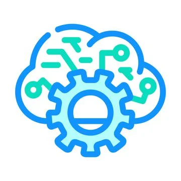 Cloud data erp color icon vector illustration Stock Illustration