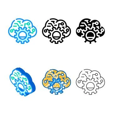 Cloud data erp color icon vector modern Stock Illustration
