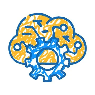Cloud data erp icon doodle illustration イラスト素材