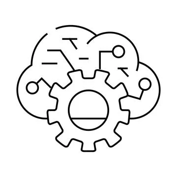 Cloud data erp line icon vector illustration Stock Illustration