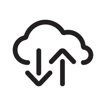 Cloud data exchange outline icon isolated on white background Illustrazione stock