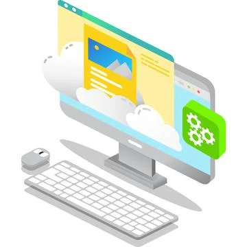 Cloud data file folder 3d icon vector イラスト素材