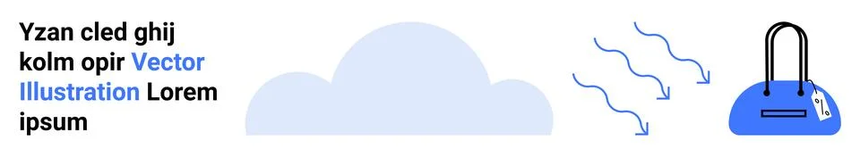 Cloud, data flowing and blue server icon with tag. Ideal for cloud computing, 스톡 일러스트