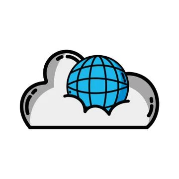 Cloud data with global connection server Illustrazione stock
