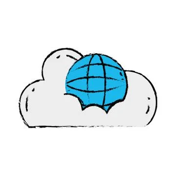 Cloud data with global connection server Illustrazione stock