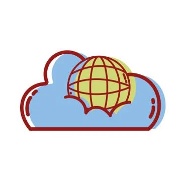Cloud data with global connection server Stock Illustration