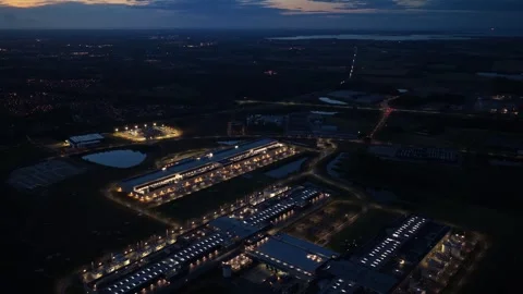 Cloud data hub with artificial intelligence systems at night. Stock Footage 318620511