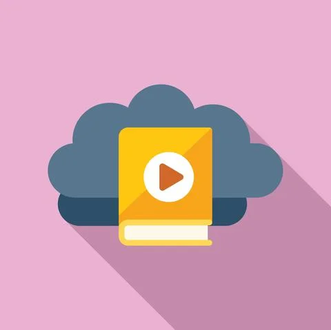 Cloud data icon flat vector. Online course Stock Illustration