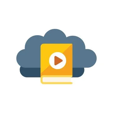 Cloud data icon flat vector. Online course Stockillustratie