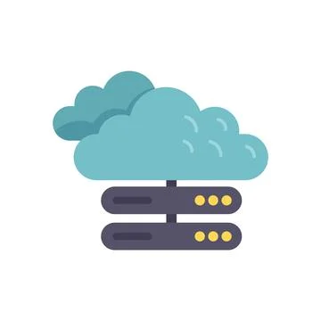 Cloud data icon flat vector. Crm database Illustrazione stock