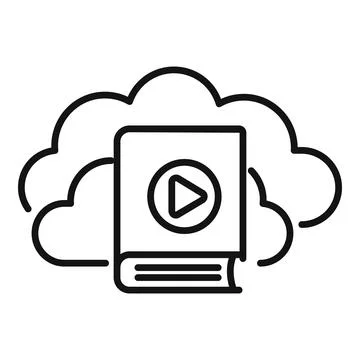 Cloud data icon outline vector. Online course Stock Illustration