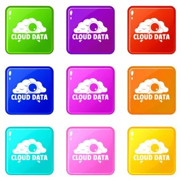 Cloud data icons set 9 color collection Stockillustratie