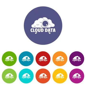 Cloud data icons set vector color Illustrazione stock