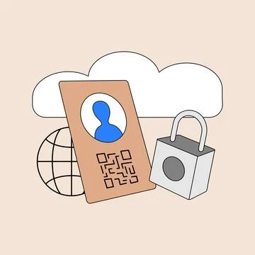 Cloud, data ID with a QR code and security Stock Illustration