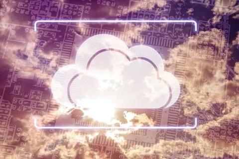 Cloud data information storage concept, new technology against the sky Stock Photos