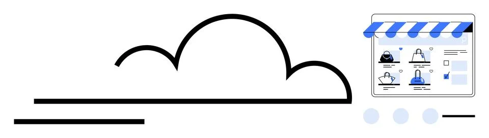 Cloud Data Integration for Online Retail Storefront with Simplified Interface Stock Illustration