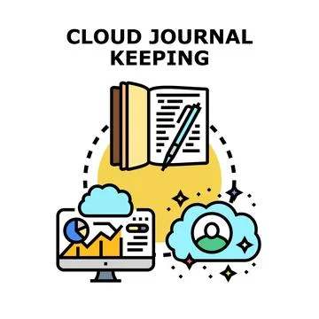 Cloud data journaling and digital content analysis Stock Illustration