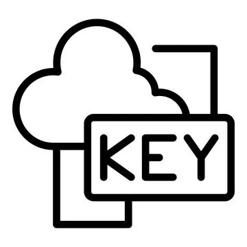 Cloud data key icon outline vector. Factor verification Illustrazione stock