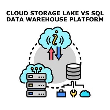 Cloud data lake versus data warehouse platform Stockillustratie