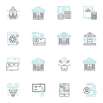 Cloud data linear icons set. Scalability, Security, Reliability, Accessibility Stock Illustration