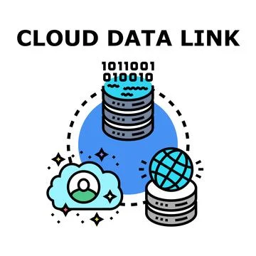 Cloud data link concept storing global user information 库存插图
