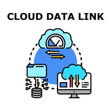 Cloud data link concept transferring information between devices Stock Illustration