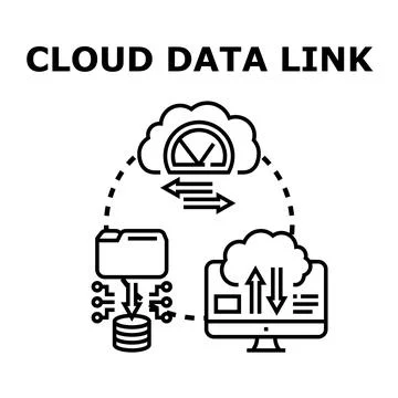 Cloud data link concept transferring information between devices Stock Illustration