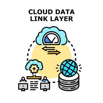 Cloud data link layer connecting users and global storage Stock Illustration