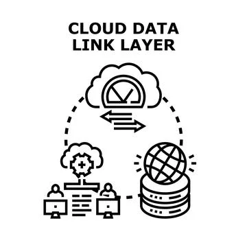 Cloud data link layer connecting users and global storage Illustrazione stock