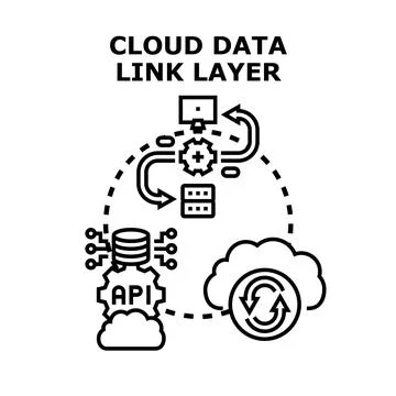 Cloud data link layer connecting network infrastructure Stock Illustration