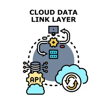Cloud data link layer connecting network infrastructure Stock Illustration