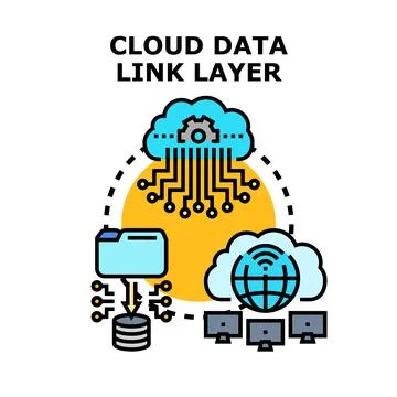 Cloud data link layer network infrastructure connecting devices Stock Illustration
