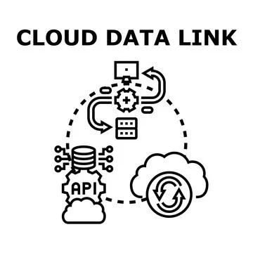 Cloud data link representing digital information infrastructure Illustrazione stock