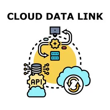Cloud data link representing digital information infrastructure Illustrazione stock