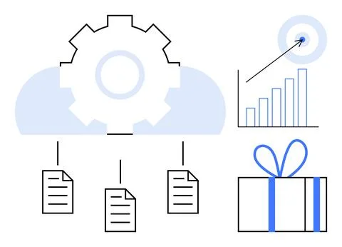 Cloud Data Management and Analytics with Gift and Target Metaphors Illustrazione stock