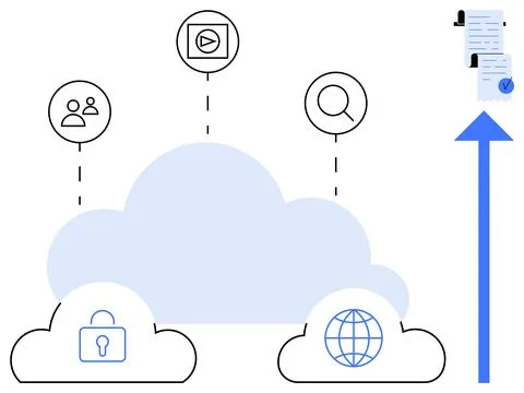 Cloud Data Management and Security Connections Stockillustratie