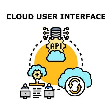 Cloud data management and user interface system connecting Stock Illustration