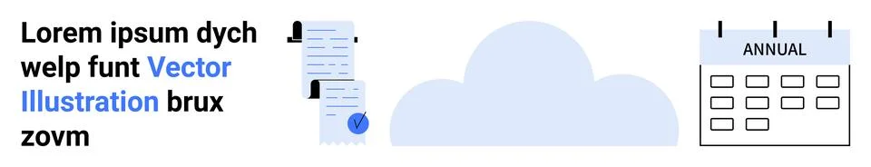 Cloud Data Management Concept with Documents and Annual Calendar Stock Illustration