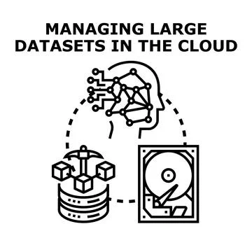 Cloud data management concept for large datasets イラスト素材