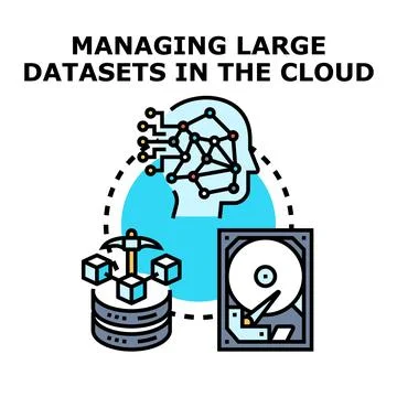 Cloud data management concept for large datasets Stock Illustration