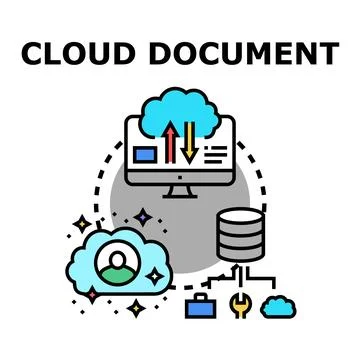 Cloud data management storage accessing user account system Illustrazione stock