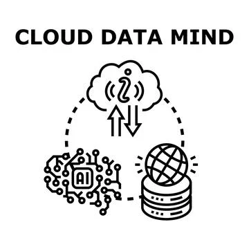 Cloud data mind computing artificial intelligence concept Stock Illustration