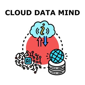 Cloud data mind computing artificial intelligence concept Stock Illustration