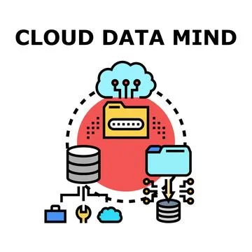 Cloud data mind computing processing concept illustration 스톡 일러스트