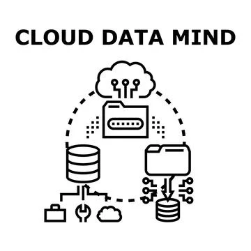 Cloud data mind computing processing concept illustration 스톡 일러스트