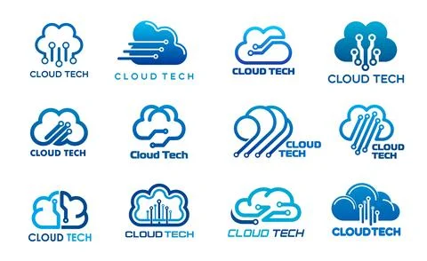 Cloud data, network and internet technology icons Stock Illustration