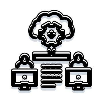Cloud data network collaborating people technology icon Stockillustratie
