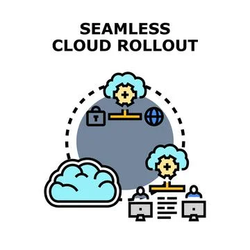 Cloud data network deployment technology rollout concept Illustrazione stock