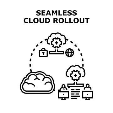 Cloud data network deployment technology rollout concept Illustrazione stock
