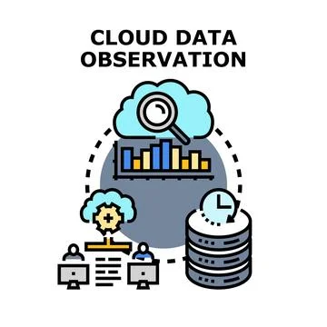 Cloud data observation analyzing information and network monitoring イラスト素材